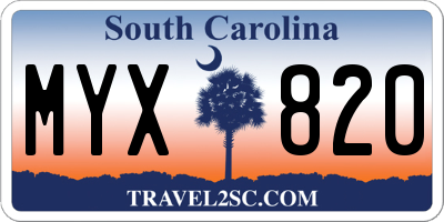SC license plate MYX820
