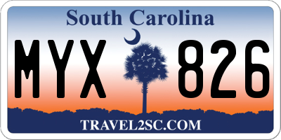 SC license plate MYX826