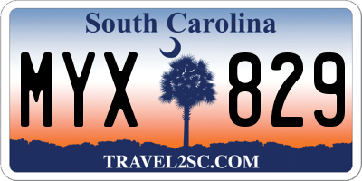 SC license plate MYX829