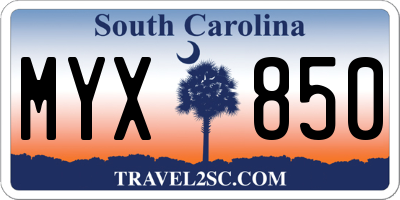 SC license plate MYX850