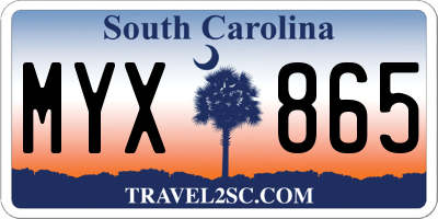 SC license plate MYX865