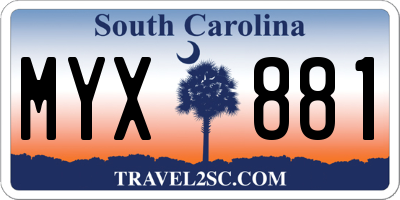 SC license plate MYX881