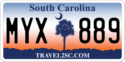 SC license plate MYX889