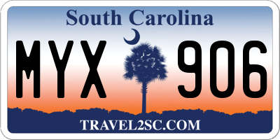 SC license plate MYX906