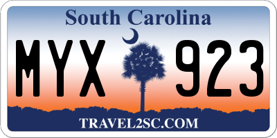 SC license plate MYX923