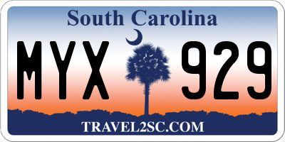 SC license plate MYX929