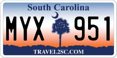 SC license plate MYX951