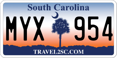 SC license plate MYX954