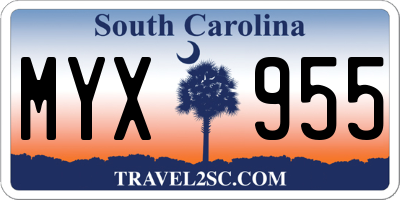 SC license plate MYX955
