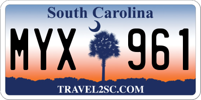 SC license plate MYX961