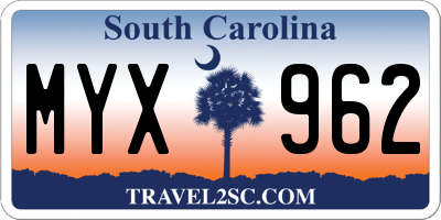 SC license plate MYX962