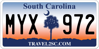 SC license plate MYX972