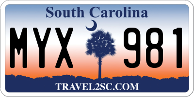 SC license plate MYX981