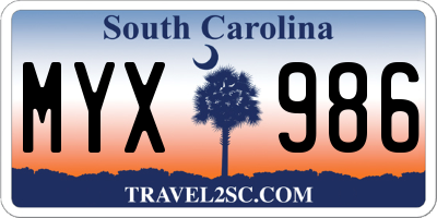 SC license plate MYX986