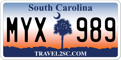 SC license plate MYX989