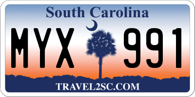 SC license plate MYX991