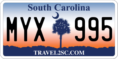 SC license plate MYX995