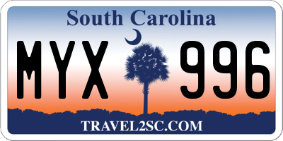 SC license plate MYX996