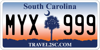 SC license plate MYX999