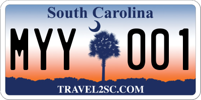 SC license plate MYY001