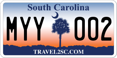 SC license plate MYY002