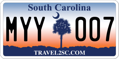 SC license plate MYY007