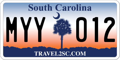 SC license plate MYY012