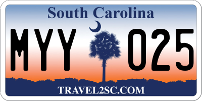 SC license plate MYY025