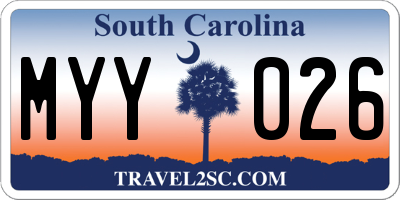 SC license plate MYY026