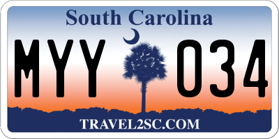SC license plate MYY034