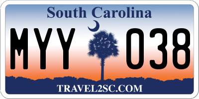 SC license plate MYY038