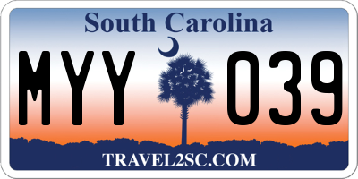 SC license plate MYY039