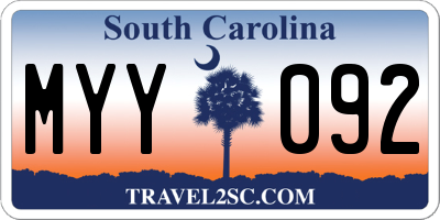 SC license plate MYY092