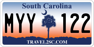 SC license plate MYY122
