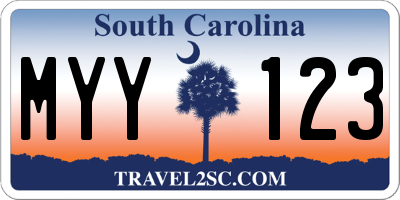 SC license plate MYY123