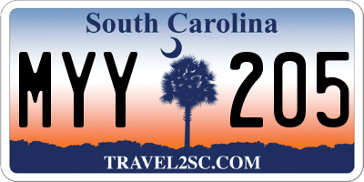 SC license plate MYY205