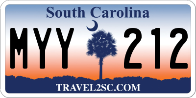 SC license plate MYY212
