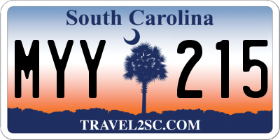 SC license plate MYY215