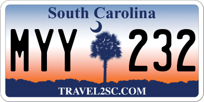 SC license plate MYY232
