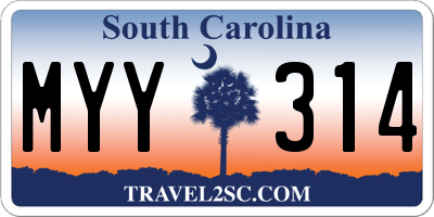 SC license plate MYY314