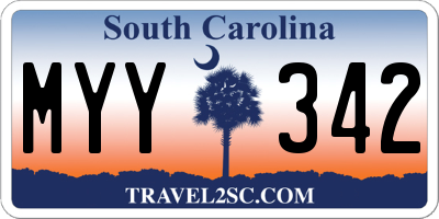 SC license plate MYY342