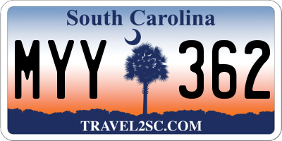 SC license plate MYY362