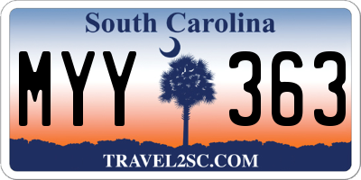 SC license plate MYY363