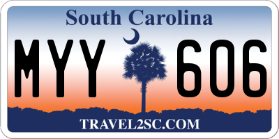 SC license plate MYY606