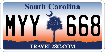 SC license plate MYY668