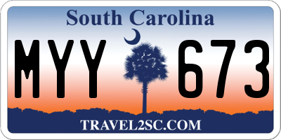 SC license plate MYY673