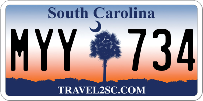 SC license plate MYY734