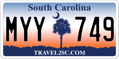 SC license plate MYY749