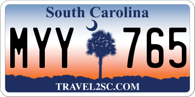 SC license plate MYY765