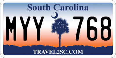SC license plate MYY768